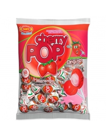 PIRULITO CHICLE CHERRY POP 50 UND. MORANGO