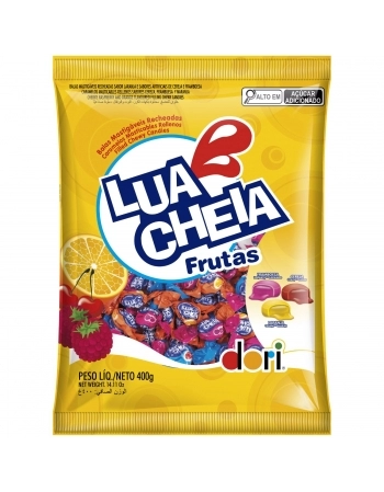 BALA RECHEADA LUA CHEIA DORI FRUTAS 400 GR